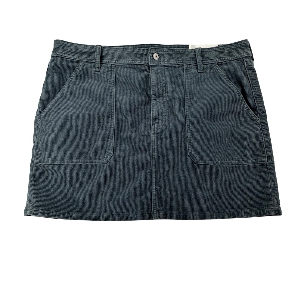 American Eagle High-Rise Mini Skirt Corduroy Womens 18 Stretch Slate Green